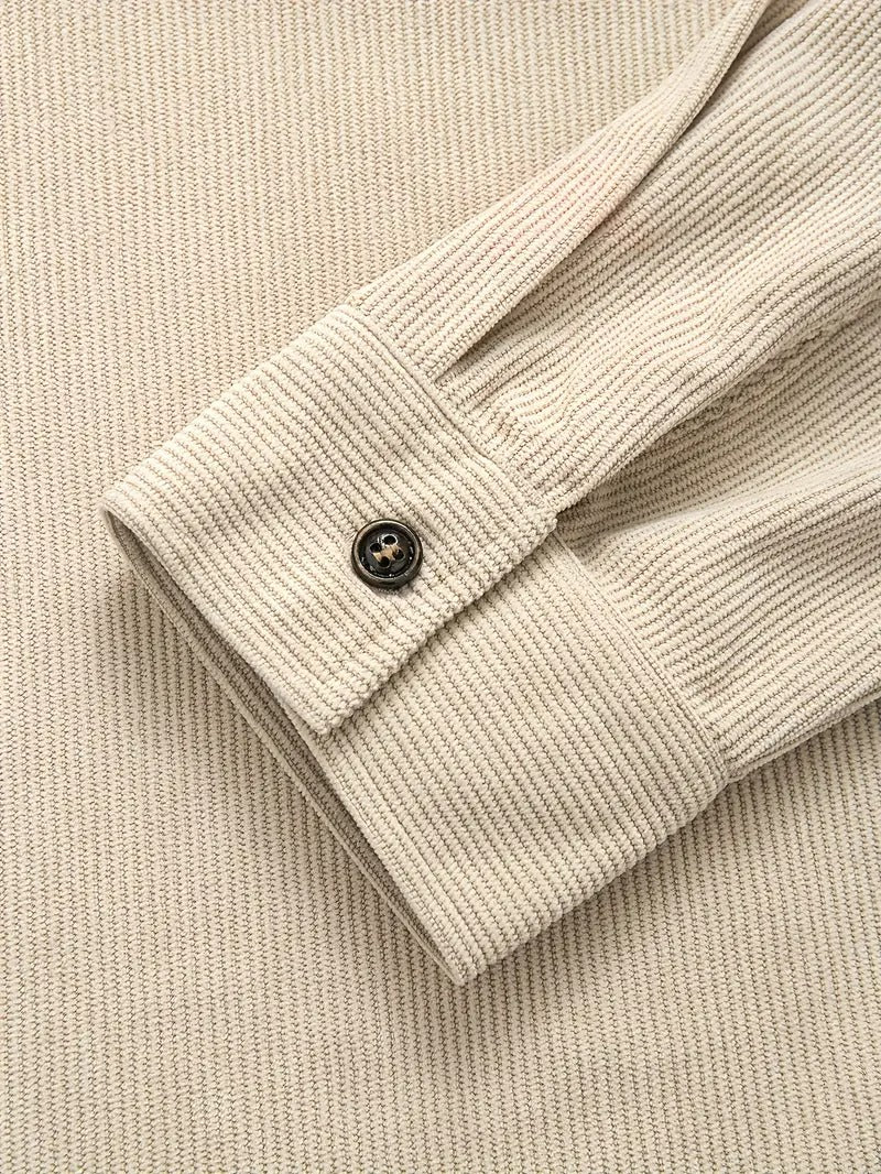 Men’s Corduroy Casual Jacket – Long Sleeve, Lapel Collar, Regular Fit